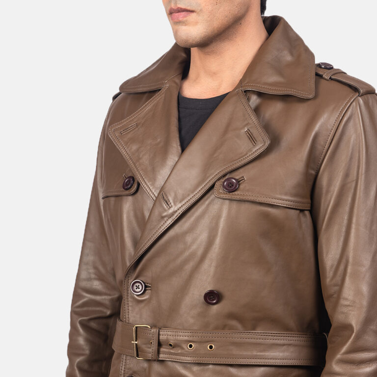 Mens Royson Brown Leather Duster Coat4672-8-1557130258161